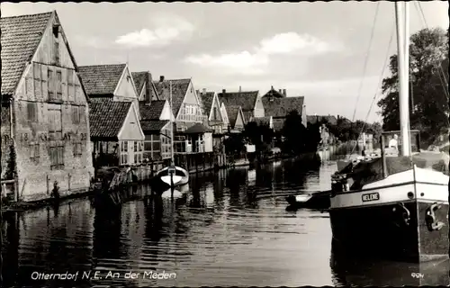 Ak Otterndorf an der Niederelbe, An der Medem, Boot Helene