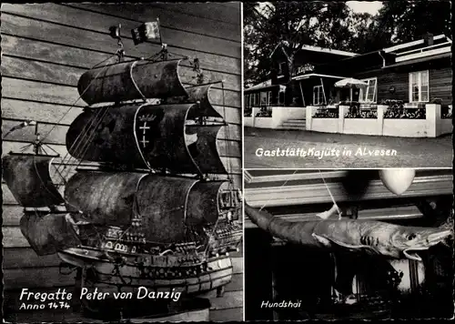 Ak Alvesen Rosengarten Niedersachsen, Gaststätte Kajüte, Fregatte Peter von Danzig, Hundshai