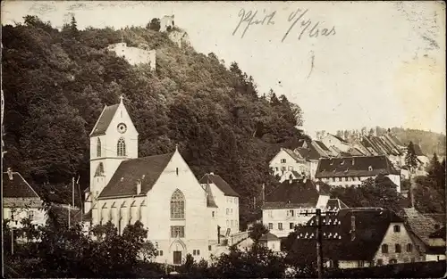 Foto Ak Ferrette Pfirt Elsass Haut Rhin, Blick auf den Ort