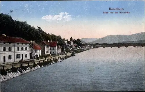 Ak Rosenheim Oberbayern, Blick von der Innbrücke