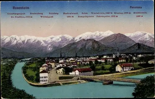 Ak Rosenheim Oberbayern, Panorama, Blick auf die Stadt