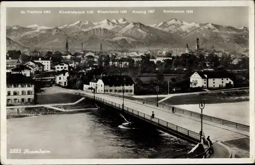 Ak Rosenheim Oberbayern, Blick auf die Stadt und Berge