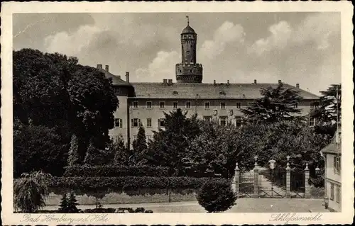 Ak Bad Homburg vor der Höhe, Schlossansicht mit Gartenanlage im Vordergrund