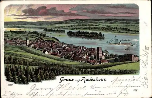 Ak Rüdesheim am Rhein, Gesamtansicht Rüdesheim