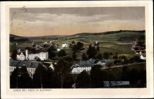 Ak Doubrava Grün Aš Asch Region Karlsbad, Blick auf den Ort mit Umgebung