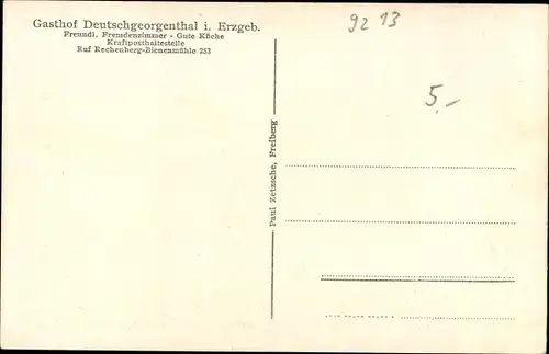 Ak Deutschgeorgenthal Neuhausen im Erzgebirge, Gasthof