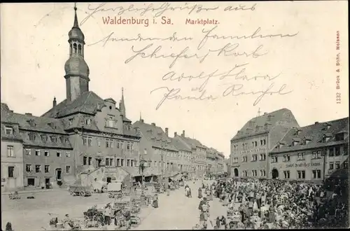 Ak Waldenburg in Sachsen, Marktplatz