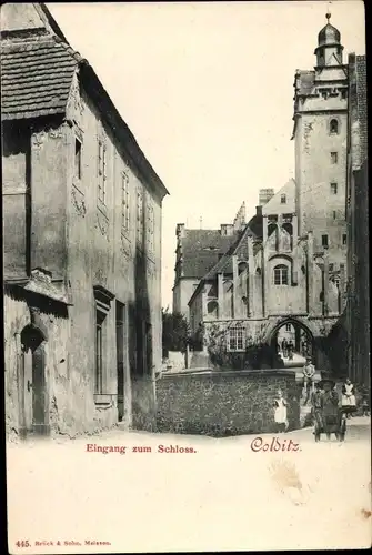 Ak Colditz in Sachsen, Eingang zum Schloss, Kinder 