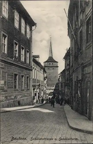 Ak Bautzen in der Oberlausitz, Schülerstraße, Schülerturm