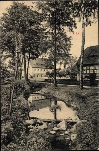 Ak Eibau Kottmar in der Oberlausitz, Bach, Fachwerkhäuser