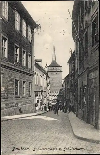 Ak Bautzen in der Oberlausitz, Schülerstraße, Schülerturm