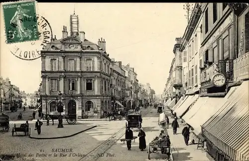 Ak Saumur Maine et Loire, Hotel des Postes et la Rue d'Orleans