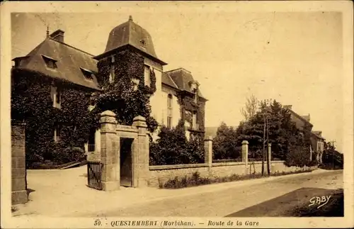 Ak Questembert Morbihan, Route de la Gare