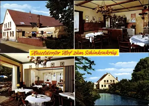 Ak Haseldorf in Holstein, Haseldorfer Hof zum Schinkenkrug, Aussen- und Innenansicht