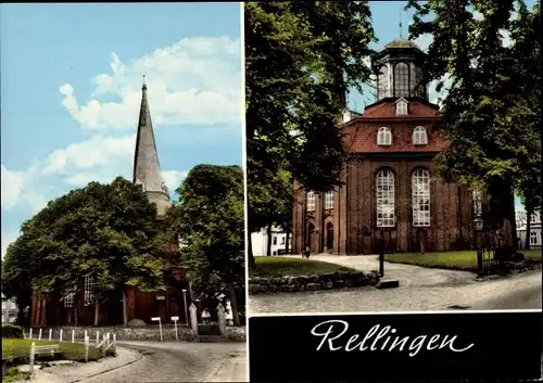 Ak Rellingen in Schleswig Holstein, Stadtansichten, Kirche, Glockenturm