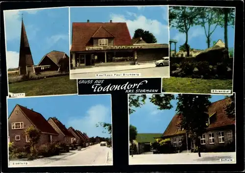 Ak Todendorf Panker an der Ostsee, Kirche, Kaufhaus, Ehrenmal, Schule, Siedlung