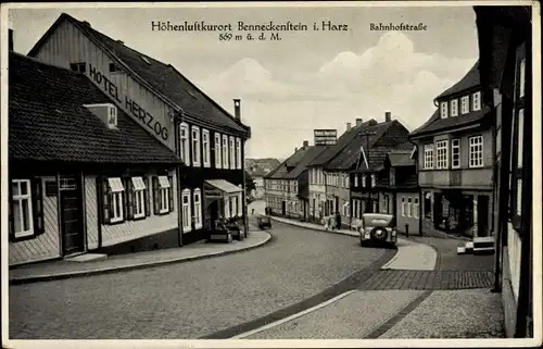 Ak Benneckenstein Oberharz, Bahnhofstraße, Hotel Herzog