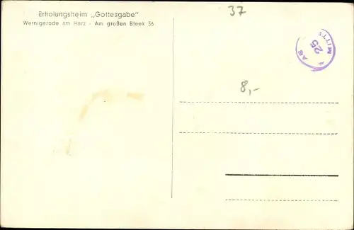 Ak Wernigerode am Harz, Haus Gottesgabe, Am großen Bleek 36
