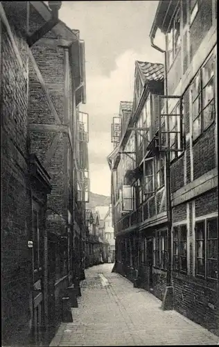 Ak Hamburg Mitte Altstadt, Blick in eine Gasse, Backsteinhäuser, offene Fenster, Druvenhof