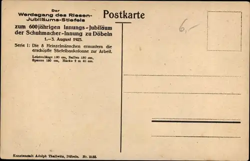 Ak Döbeln in Sachsen, Schuhmacher Innung, Jubiläum 1925, Riesen Jubiläums Stiefel, Heinzelmännchen