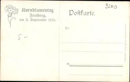 Künstler Ak Freiberg in Sachsen, Schippchenberg, Kornblumentag 1913