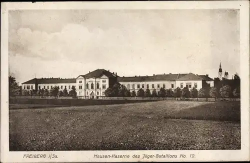 Ak Freiberg in Sachsen, Husaren Kaserne des Jäger Bataillons No. 12
