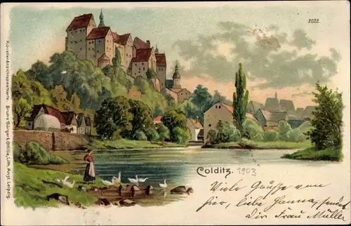 Litho Colditz in Sachsen, Schloss, Bruno Bürger 2022