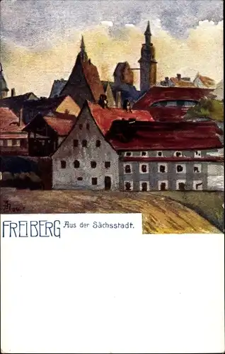 Künstler Ak Freiberg in Sachsen, Aus der Sächsstadt, Kornblumentag 1913