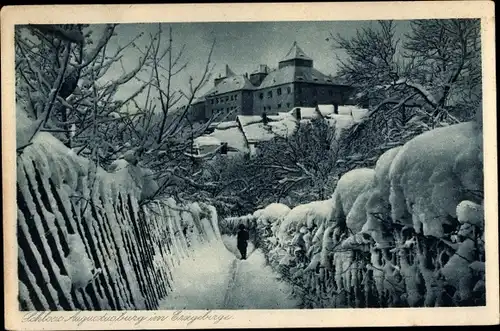 Ak Augustusburg im Erzgebirge, Schloss, Winter