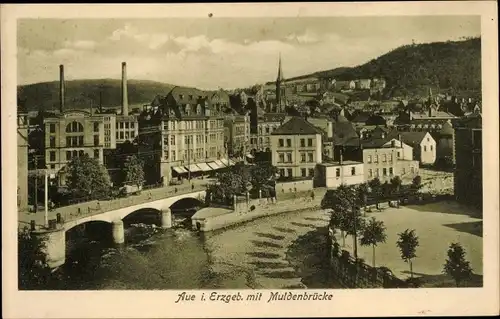 Ak Aue im Erzgebirge Sachsen, Muldenbrücke