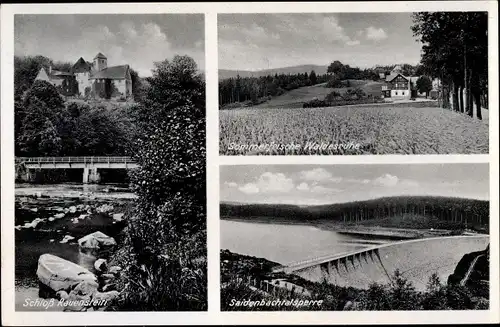 Ak Rauenstein Pockau Lengefeld im Erzgebirge Sachsen, Schloss, Saidenbachtalsperre, Waldesruhe