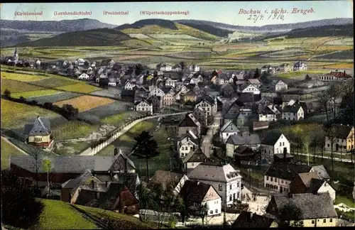 Ak Bockau in Sachsen, Gesamtansicht, Gebirge