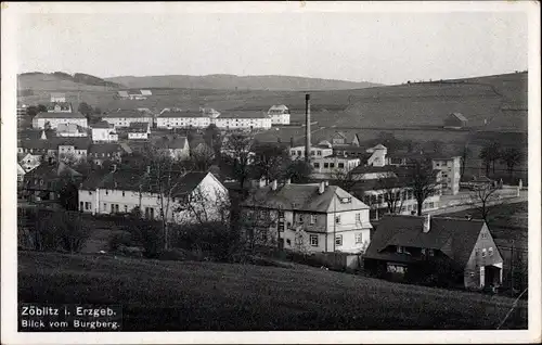 Ak Zöblitz Marienberg im Erzgebirge, Gesamtansicht, Vom Burgberg