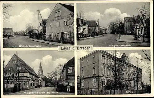 Ak Dresden Nord Lausa Weixdorf, Königsbrückerstraße, Schule, Kirche