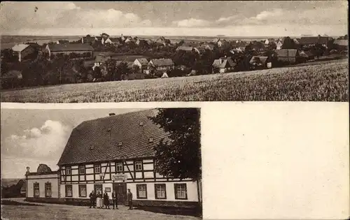 Ak Limbach Wilsdruff Sachsen, Totalansicht der Ortschaft, Gasthof