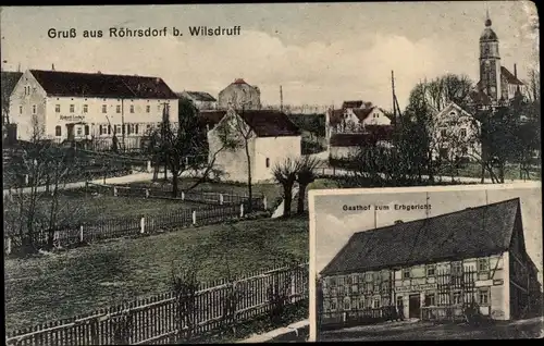 Ak Röhrsdorf bei Wilsdruff Klipphausen in Sachsen, Gasthof zum Erbgericht, Blick auf den Ort