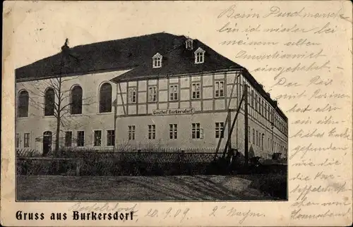 Ak Burkersdorf Frauenstein im Erzgebirge, Partie am Gasthof Burkersdorf