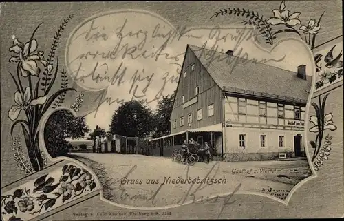 Passepartout Ak Niederbobritzsch Bobritzsch Hilbersdorf im Erzgebirge, Gasthof zum Viertel