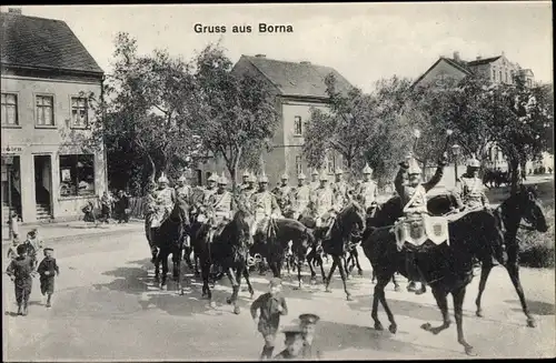 Ak Borna in Sachsen, Deutsche Soldaten, Kaiserreich, Trompeterkorps
