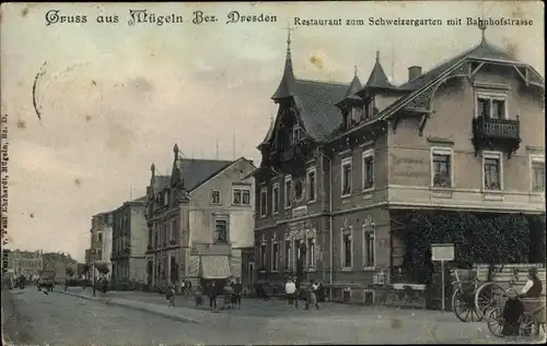 Ak Mügeln Heidenau in Sachsen, Restaurant zum Schweizergarten, Bahnhofstraße