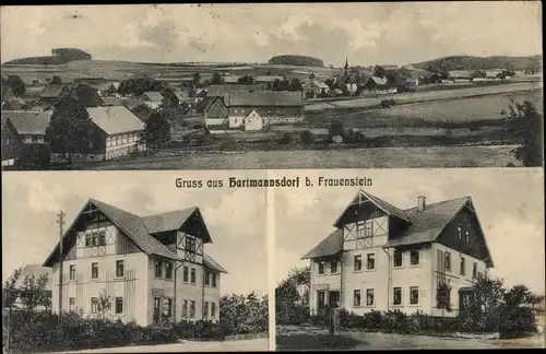 Ak Hartmannsdorf Reichenau im Erzgebirge, Blick auf den Ort, Wohnhaus