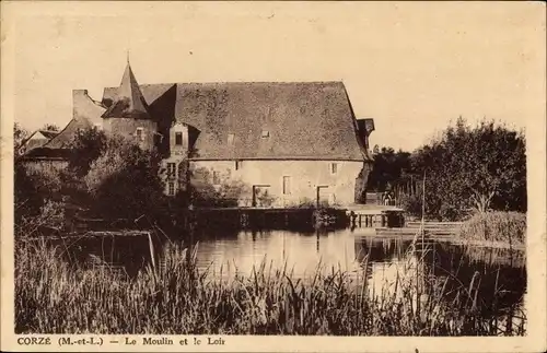 Ak Corzé Maine et Loire, Le Moulin et le Loir