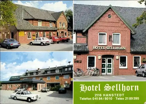 Ak Hanstedt in Niedersachsen, Hotel Sellhorn, Aussenansicht, Autos