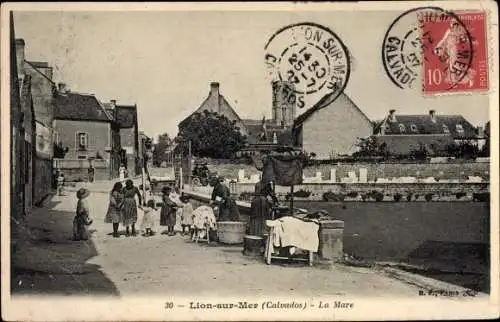 Ak Lion sur Mer Calvados, La Mare, Wäscherinnen