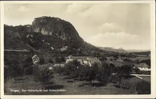 Ak Singen Hohentwiel Baden Württemberg, Berg Hohentwiel und Hohenkrähen