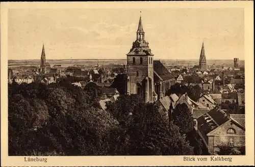 Ak Lüneburg in Niedersachsen, Stadt vom Kalkberg aus gesehen