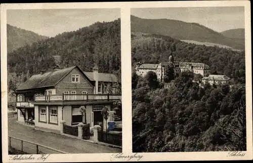 Ak Schwarzburg in Thüringen, Gasthaus Sächsischer Hof, Schloss