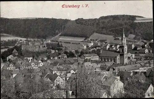 Ak Elsterberg im Vogtland, Totalansicht der Ortschaft