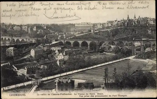 Ak Luxemburg Luxembourg, La vallee de Clausen-Pfaffenthal, Le Viaduc du Nord