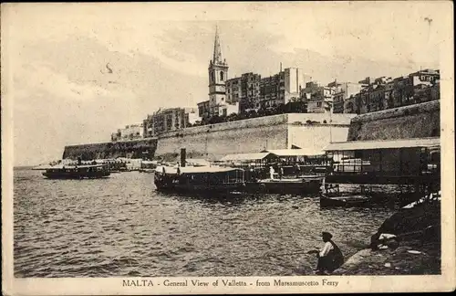 Ak Valletta Malta, General View of Valletta from Marsamuscetto Ferry